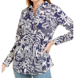 J McLAUGHLIN NWOT Lois 100% Cotton Monkey Jungle Tropical Button Front Top S